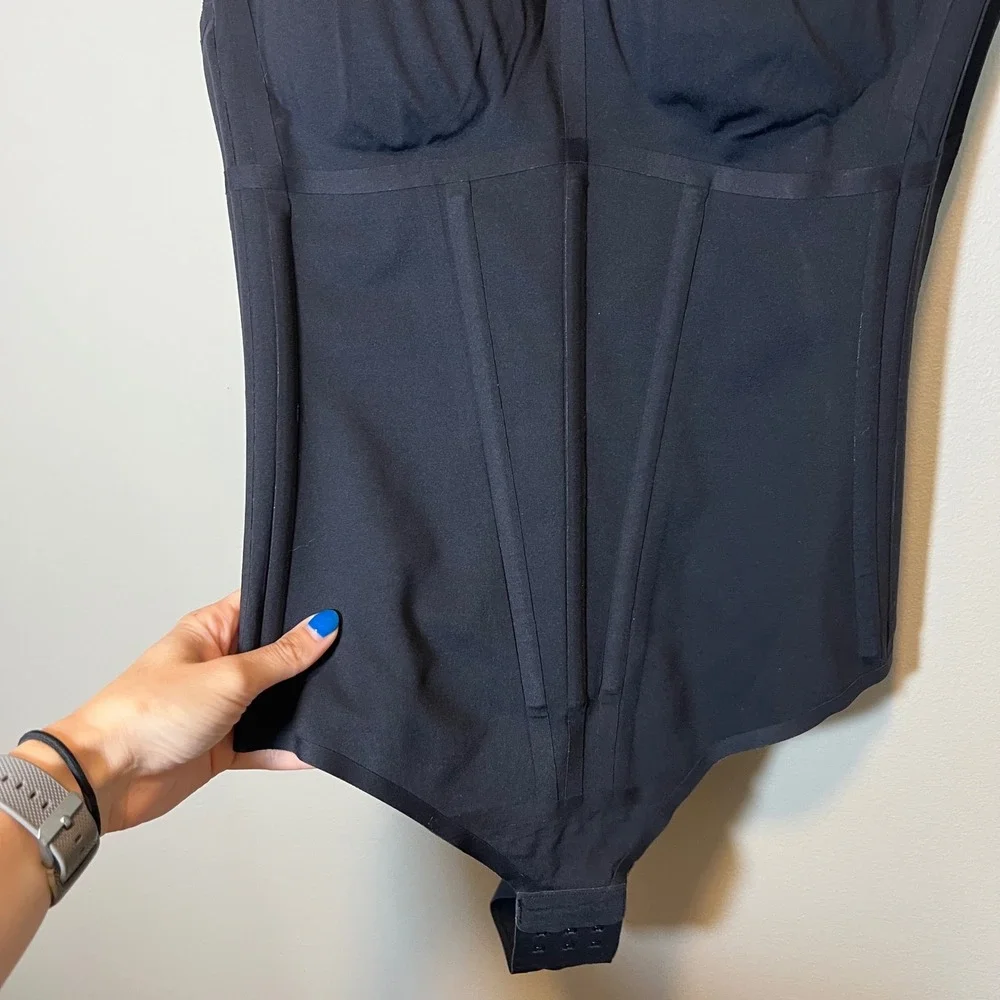 Honeylove Women's Tank Bodysuit Black Shapewear Medium Smoothing